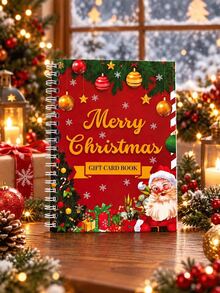 Christmas Gift Card Book For Her, Holiday Gift Card Storage Book With Slots,Santa Claus Theme Spiral Notebook, Holiday Greeting Card Collection Album,Cute Pink Christmas Gift Card Holder, Christmas Gift For Wife, Girlfriend, Mom - Multicolor - View 7