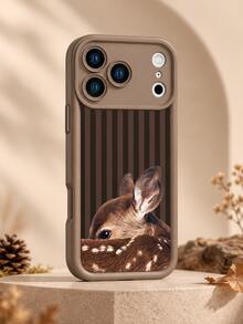 Brown Deer Phone Case, Dark Striped Forest Animal Print Protective Shell, Vintage Natural Minimalist Phone Accessory, Compatible With Iphone 18 Pro Max/18 Pro/17/16/15/14/13/12/11/Pro/Pro Max/X/XR/XS/XS Max/7/8/Plus, Compatible With Samsung/Honor - Multicolor - View 1