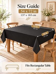 1/6/12pcs 54 X 72 Inch (137 X 183cm) Waterproof Oil-Proof PE Tablecloth, Pure Black Rectangular Tablecloth With Overhang, Suitable For Home Dining, Halloween, Christmas Eve, Christmas - Multicolor - View 6