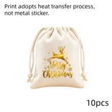 Christmas Drawstring Gift Bags, 3 Colors, Classic Gold Reindeer Christmas Print, Suitable For Party Favors, Candy And Small Gifts, Christmas Stocking Fillers, Not For Direct Food Contact - Christmas Drawstring Bag - View 18
