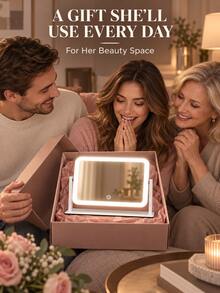 LED Lighted Vanity Mirror, Tabletop Makeup Mirror With Lights, Smart Touch Control, 3 Color Lighting Modes (Warm/Natural/Cool), Dimmable Brightness, 360° Rotation Desk Mirror For Vanity Table, Bedroom, Travel & Daily Makeup Use - Multicolor - View 10