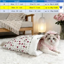 Comfortable And Warm Winter Cat Bed, Soft Plush Cat Sleeping Bag, Portable Cat Bed Suitable For Indoor Cats, 360° Enclosed Cat Hideout Suitable For Cats And Small Dogs, Suitable For 8.82-17.64 Lbs Cats (Cute Pattern) - Multicolor - View 16