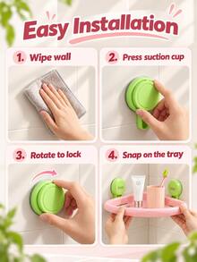 Large Capacity Suction Cup Storage Rack Shower Caddy Organizer Minimalist Bathroom Shelf For Renters And Organizers Perfect For Vanity Bathroom Decor Bathroom Home Dorm Apartment Room Business Travel Back To School Essentials Bathroom Accessories - Multicolor - View 5