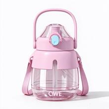 Gelas Air Kapasitas Besar QWE Tritan 900ML, Badan Tritan, Tutup PP, Sedotan Silikon, Tahan Suhu Tinggi, Kapasitas Besar, Gelas Air Portabel dengan Sedotan - Berwarna merah muda - View 3