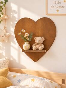1pc Heart-Shaped Wall Hanging Storage Rack, Heart-Shaped Wall Storage Shelf, Creative Floating Display Shelf, Wall Display Board, Small Wall Hanging Display Rack, Decorative Storage Integrated Display Shelf, Minimalist Home Storage Board, Wall Small Item Storage Rack, Wall Decor Storage Shelf, Christmas Gift - Love Model - View 1