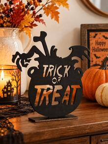 1pc Black Silhouette Tabletop Decor Set Gothic Pumpkin Cat Bat Tree Ornament Spooky Style Freestanding Display Accent For Mantel Shelf Desk Entryway Living Room Coffee Bar Haunted House Party Fall Seasonal Home Decoration - Style 10 - View 8