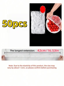 5/50/100/200/300/400/500片家用食品保鮮膜 加厚剩菜盤蓋 水果保鮮膜 廚房冰箱食物保鮮膜 - 無色 - 查看 12