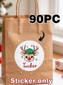 Personalized Christmas Reindeer Name Stickers, Customized Name Round Gift Labels With Cute Red Bow, Reindeer Christmas Stickers, Holiday Gift Labels, Gift Packaging Seal Stickers, Christmas Party Favor Stickers, Envelope Seal Stickers, Customized Holiday Decorations - Multicolor (Snowman Face) - View 19