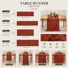 5 bộ khăn trải bàn vải gạc nhăn màu đất nung phong cách Boho mộc mạc, vải gạc mỏng xuyên thấu trang trí bàn tiệc cho đám cưới, tiệc đón cô dâu, tiệc đầy tháng, sinh nhật, Lễ Tạ ơn, Giáng sinh, bàn ăn phong cách trang trại và trang trí nhà cửa - Đỏ gỉ sắt - Xem 2
