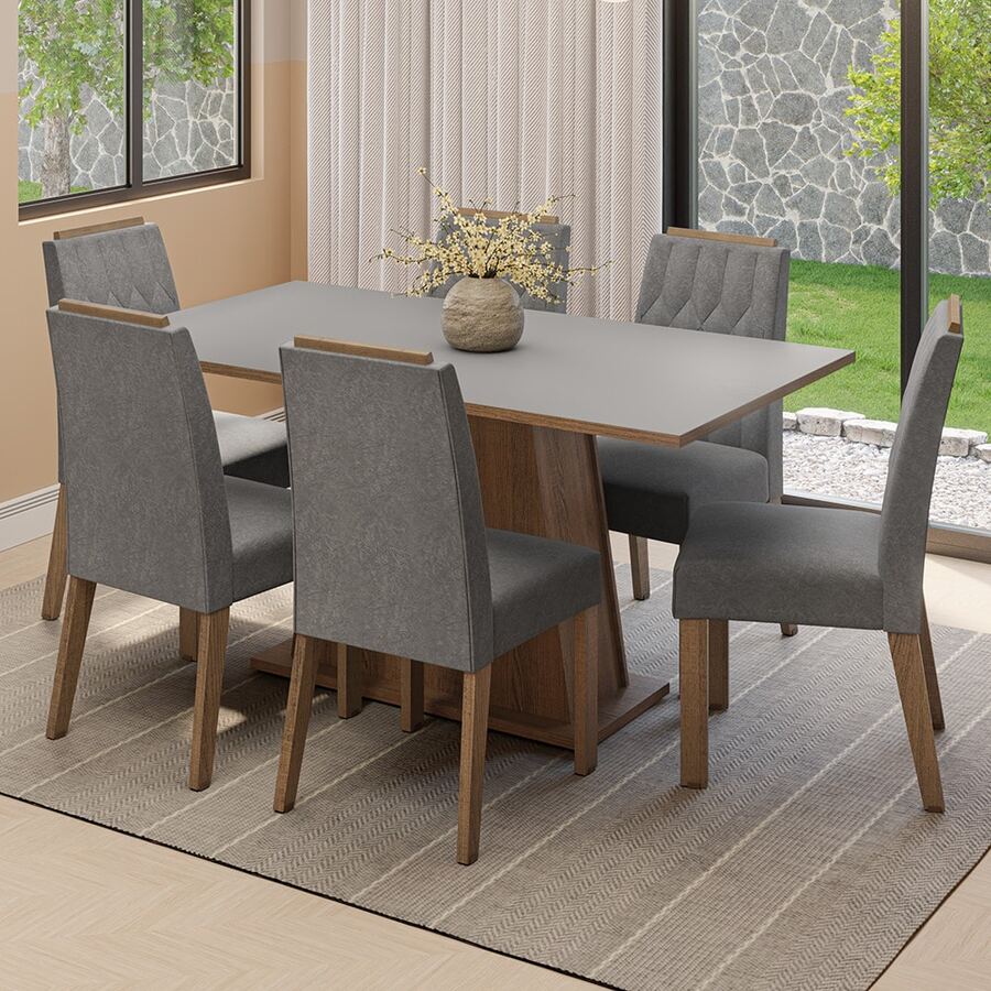 Juego De Comedor Con Mesa Y 6 Sillas Madesa Cedro - Gris - Ver 1