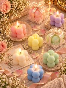 5/30pcs Creative Bubble Cube Soy Wax Candles - Minimalist Aesthetic Decor, Home Fragrance Ornament, Suitable For Bedroom Decoration, Christmas Decor, Wedding Tabletop Display, Ideal Gift For Birthday Or Valentine's Day, Handmade Small Plant-Based Scented Candles + Premium Transparent PVC Gift Box, Perfect As Birthday Favor, Wedding Gift, Couple Gift, Mother's Day/Father's Day Gift - Multicolor - View 11