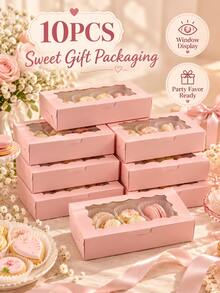 10/20Pcs Multi-Color Cookie Gift Boxes, 7*4.3*1.5 Inch Window Paper Storage Boxes, Premium Decorative Paper Boxes For Handmade Crafts, Small Gifts, Party Favors, Ideal For Wedding, Birthday, Christmas & Holiday Party Decor - Multiple Styles - View 11