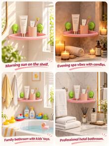 Large Capacity Suction Cup Storage Rack Shower Caddy Organizer Minimalist Bathroom Shelf For Renters And Organizers Perfect For Vanity Bathroom Decor Bathroom Home Dorm Apartment Room Business Travel Back To School Essentials Bathroom Accessories - Multicolor - View 6