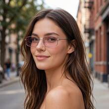 1 Pair Vintage American Style Metal Small Frame Premium Fashion Glasses, Unisex Square Small Frame Fashion Glasses, Suitable For Daily Wear - 1PC Gold Powder - View 1