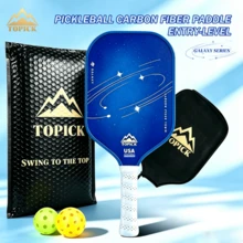TOPICK 1Pc Blue Pickleball Racket Pickleball Paddle T700 Carbon Fiber PP Honeycomb Core 16mm Galaxy Series For Beginners For Men And Women With 2 Free Balls 1 Cover Entry-Level Paddle - Blue - View 2