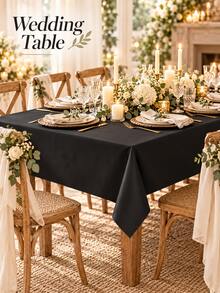 1/6/12pcs 54 X 72 Inch (137 X 183cm) Waterproof Oil-Proof PE Tablecloth, Pure Black Rectangular Tablecloth With Overhang, Suitable For Home Dining, Halloween, Christmas Eve, Christmas - Multicolor - View 9