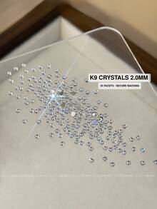 100pcs K9 Transparent Round Rhinestones Nail Art Decor, Flat Back Multi-Faceted Cut, 1.0-3.0mm Optional, Suitable For Gel Nail DIY Decoration - White - View 10