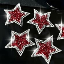 5Pcs Silver Red Five-Pointed Star Rhinestone Hotfix Transfer, Hot Iron-On Applique, Unisex Clothing Accessories, Creative Personalized DIY Patch, Suitable For Clothes, Shoes, Hats, Jeans, Bags, Etc. - Pentagram - View 6