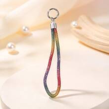 1pc Rhinestone Wrist Strap Keychain, Bling Crystal Hand Lanyard, Key Ring Holder, Handbag Backpack Decor, Birthday Holiday Gift - Multicolor - View 3