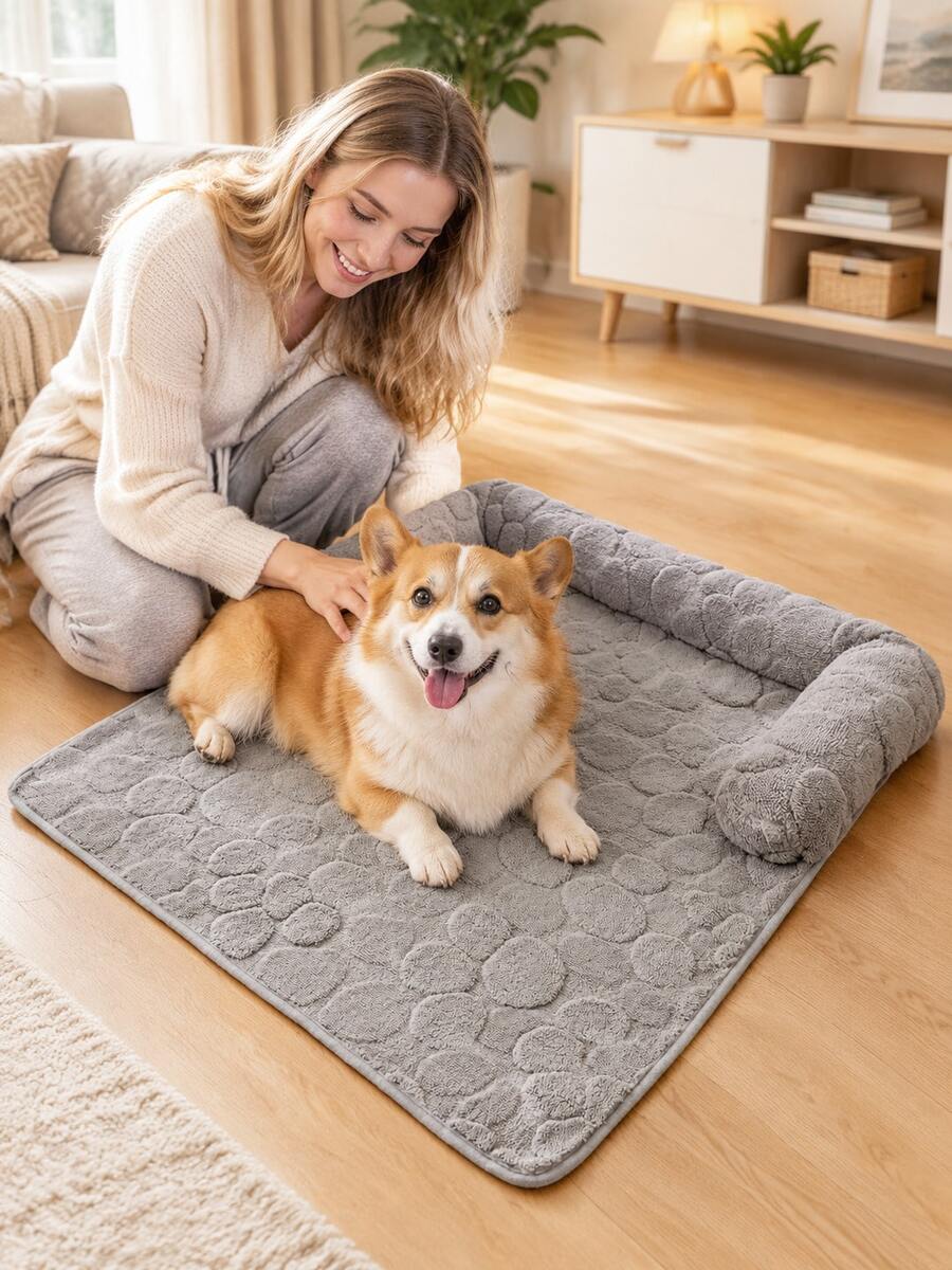 1 buah Keset Hewan Peliharaan Mewah Bertekstur Batu, Cocok untuk Kucing dan Anjing, Sepanjang Musim, Keset Anjing yang Dapat Dicuci. Tersedia Berbagai Warna