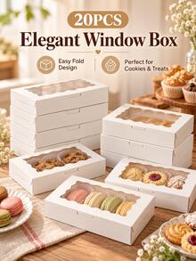 10/20Pcs Multi-Color Cookie Gift Boxes, 7*4.3*1.5 Inch Window Paper Storage Boxes, Premium Decorative Paper Boxes For Handmade Crafts, Small Gifts, Party Favors, Ideal For Wedding, Birthday, Christmas & Holiday Party Decor - Multiple Styles - View 8