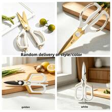 Super Sharp Multi-Functional Heavy-Duty Stainless Steel Kitchen Scissors, With A Bottle Opener And Nut Clip, For Home Cooking, Ingredient Preparation And Barbecuing,Christmas Kitchen Floor Mat, Tray For Kitchen Essentials, Christmas Home Decoration, - Gold - View 8