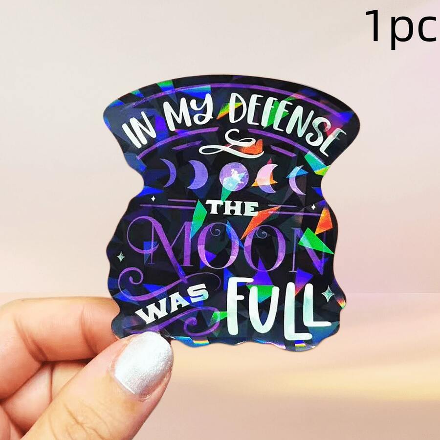 In My Defense The Moon Was Full Sticker, Purple Moon Phase Celestial ...