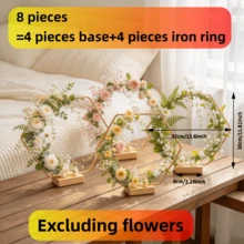 Hexagonal Metal Wreath Stand With Wooden Base, Gold Geometric Wreath Holder, Suitable For Dried Flower Decoration, Tabletop Centerpiece, Ideal For Home Living Room, Wedding Party, Valentine's Day, Wreath Stand Does Not Include Flowers - View 22