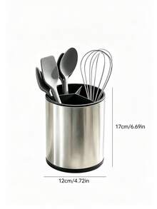 1 pieza Caja de almacenamiento de utensilios giratoria 360°, estante para utensilios de cocina, contenedor de almacenamiento redondo de acero inoxidable, caja de almacenamiento de cuchillos y tenedores con agujeros de drenaje, estante de almacenamiento multifuncional para utensilios y herramientas para almacenamiento en restaurante y cocina - Ver 11