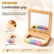 Pet Parrot Hanging Cage Mirror, Rainbow Cotton Rope Pine Perch, Tiger Skin Peony Cockatiel Cage Interior Stand, Bird Perching Accessory - View 9