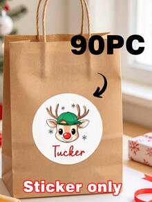 Personalized Christmas Reindeer Name Stickers, Customized Name Round Gift Labels With Cute Red Bow, Reindeer Christmas Stickers, Holiday Gift Labels, Gift Packaging Seal Stickers, Christmas Party Favor Stickers, Envelope Seal Stickers, Customized Holiday Decorations - Multicolor (Snowman Face) - View 26