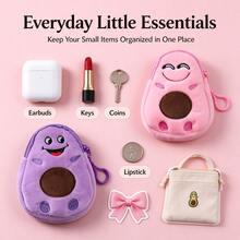 1pc Cute Cartoon Avocado Plush Coin Purse, Funny Expression Small Change Pouch, Mini Zipper Wallet, Backpack Charm Keychain Accessory - Multicolor - View 3