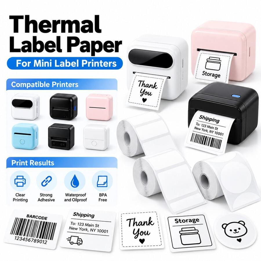 Printable White Self-Adhesive Thermal Paper, Smudge-Proof Label Refills Compatible With M110 M120 M200 Printers, Barcode Printing, Shipping Address Stickers, Office Filing, Home Storage, Paper Refill Only