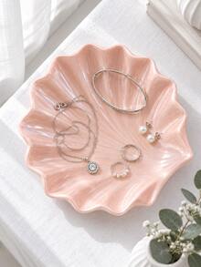 3-Piece Luxury Shell Jewelry Tray Set, Wavy Edge Design, Women's Jewelry Storage Dish, Suitable For Rings, Bracelets, Earrings, Ideal For Vanity, Bedroom, Desktop And Living Room Space Decoration, Exquisite Jewelry Storage Box, Small Accessory Tray, Ring Tray, Decorative Item - Multicolor - View 9