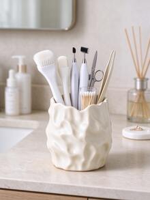 1pc Asymmetrical Wavy Makeup Brush Holder, Multi-Color Cosmetic Storage Cup, Makeup Organizer Rack, Suitable For Vanity Tabletop, Bedroom Dressing Table Surface, Decorative Space-Saving Cosmetic Display Stand - Multicolor - View 2