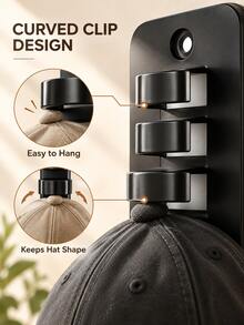 16-Slot Wall-Mounted Baseball Cap Storage Rack, Multi-Functional Hat Organizer, Vertical Cap Hanging Rack, Entryway Closet Door Back Hat Holder, Space-Saving Home Hat Storage Solution - Multicolor - View 3