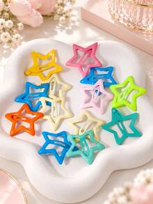 40pcs Elegant & Cute Star Hair Clips Set, Dopamine Colorful Oil Drip Y2K Bangs Clips, Five-Pointed Star BB Clips, Sweet & Cute Side Hair Clips, Durable & Non-Slip, Tidy Loose Hair, Suitable For Daily Styling And Vacation Wear <Random Color/Style Delivery> - Multicolor - View 4