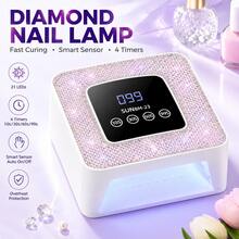 Sparkling Rhinestone Nail Dryer - Plug-In UV LED Gel Nail Lamp With 4 Timers And Auto Sensor, Adorable Shiny Design, Professional Nail Lamp Suitable For Women - Multicolor - View 2