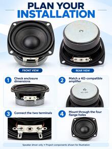 2pcs 3-Inch Speaker, 20 Cores, 4 Ohms, 15W Diamond Basin, K-Song Sound System, DIY Square Bass, 79mm Speaker - Mid-bass Speaker - View 8