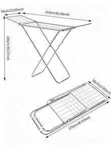 1pc Foldable Metal Clothes Drying Rack - Large‑Capacity Floor‑Standing Drying Rack, Space‑Saving, Sturdy And Durable, Movable, For Drying Clothes, Towels, Quilts And Socks, Suitable For Laundry Room, Balcony, Bathroom And Terrace - Multicolor - View 5