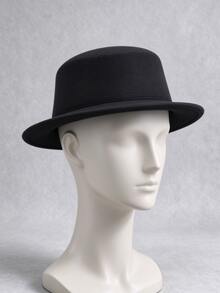 Autumn/Winter Flat Top Wool Felt Hat With Wide Brim, Versatile Felt Hat, Women's Jazz Hat, French Style - Multicolor - View 1