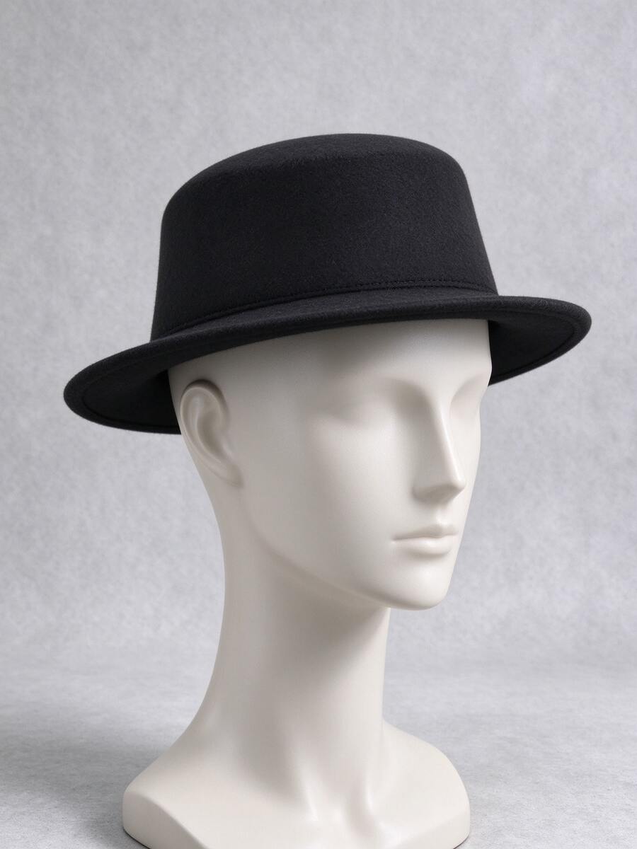 Autumn/Winter Flat Top Wool Felt Hat With Wide Brim, Versatile Felt Hat, Women's Jazz Hat, French Style - Multicolor - View 1