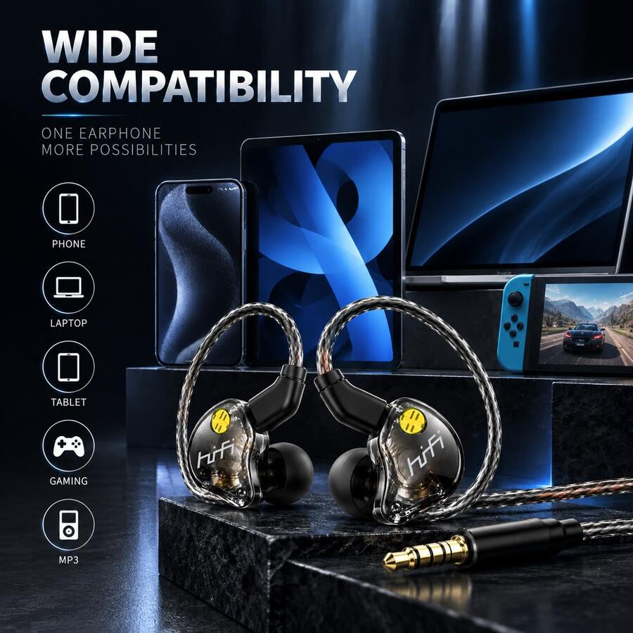 DJ Dedicated - 3.5mm Wired In-Ear Headphones, Dynamic Resin Earphones ...