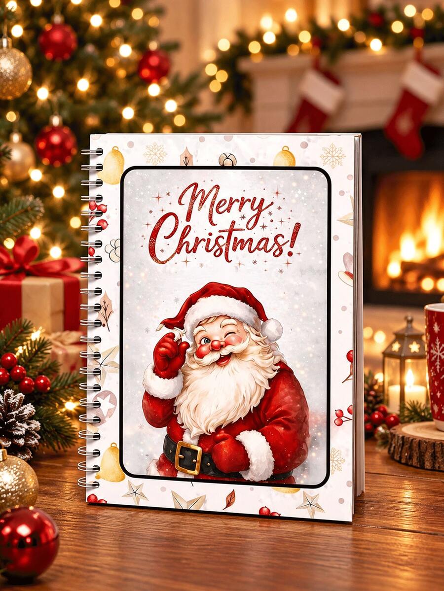 Christmas Gift Card Book For Her, Holiday Gift Card Storage Book With Slots,Santa Claus Theme Spiral Notebook, Holiday Greeting Card Collection Album,Cute Pink Christmas Gift Card Holder, Christmas Gift For Wife, Girlfriend, Mom