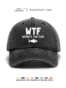 Street Fashion "Where's The Fish" Print Baseball Cap - Vintage Trucker Hat, Suitable For Fishing Enthusiasts, Outdoor Sports, Camping, Hip-Hop Style - Where's the Fish - View 2