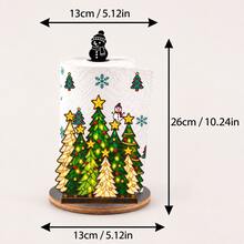 1pc Painted Glass Christmas Tree Paper Towel Holder, Acrylic Material Vertical Roll Paper Storage Rack, Kitchen Dining Table Decor Ornament, Easy Installation, Suitable For Christmas Party Home Room Decoration (Paper Towel Not Included) - A - View 3