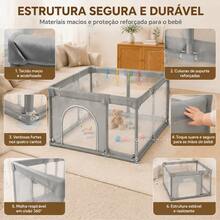 Baby Playpen 180x120/200x150cm | Children's Playpen Portable Foldable Safe and Protected Playpen - Cinza Claro - Visão 3