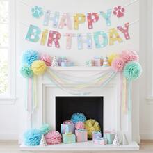 1set Felt Pet Dog Birthday Banner, Colorful Paw Print, Hanging Banner, Wall Decor, Room And Out Decor, Funny Party Supplies For Pet Birthday Party - Multicolor - View 6