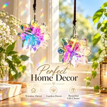 2PCS Rainbow Flower Suncatcher Hanging Ornament, Colorful Faceted Floral Pendant For Window, Bedroom, Home, Garden & Boho Decor - 2pcs Four-leaf Clover - View 8
