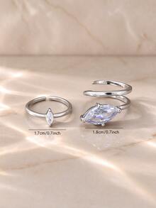 Silver Ring, Multi-Layer Linked Ring, Elegant High-End Luxurious Ring, Suitable For Daily Wear, Dating, Party And Gift Giving - Silver - View 6